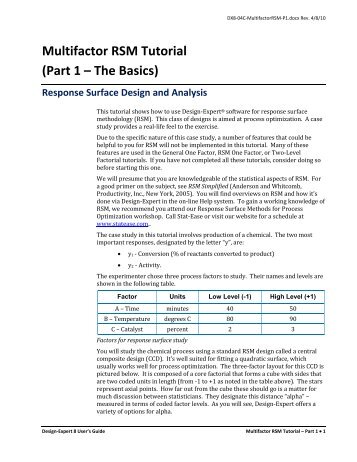 DX8 Tutorial - Multifactor RSM - Part 1 - Statease.info