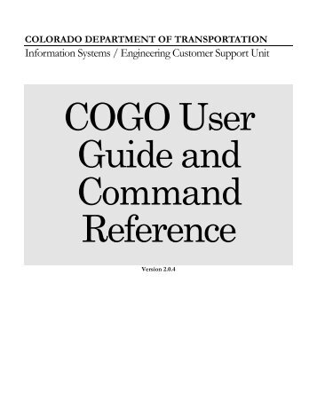 COGO Manual - Colorado Department of Transportation