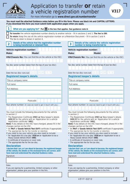 Application to transfer or retain a vehicle registration number - Gov.uk