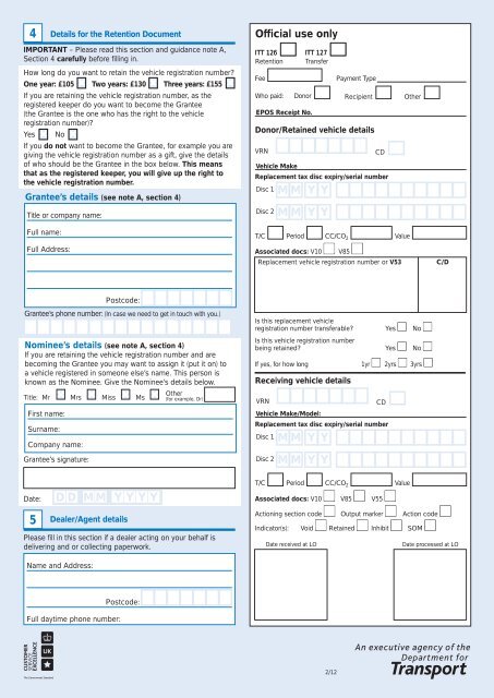 Application to transfer or retain a vehicle registration number - Gov.uk