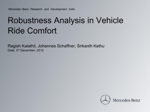 Robustness Analysis In Vehicle Ride Comfort By Srikanth