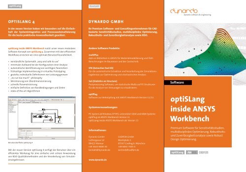 optiSLang inside ANSYS Workbench - Science und Computing AG