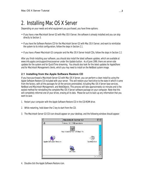 Mac OS X Server Tutorial - Rhapsody Resource Page