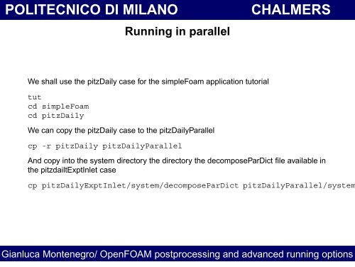 OpenFOAM postprocessing and advanced running options