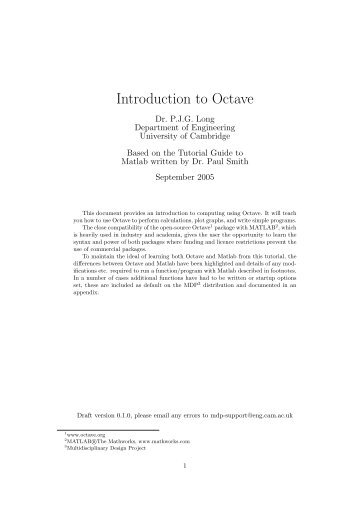 Introduction to Octave - MDP - University of Cambridge
