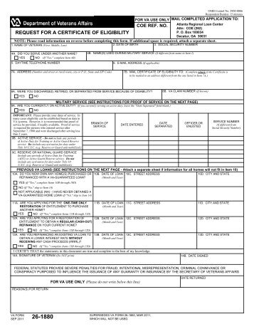 VA Form 26-1880 - Veterans Benefits Administration