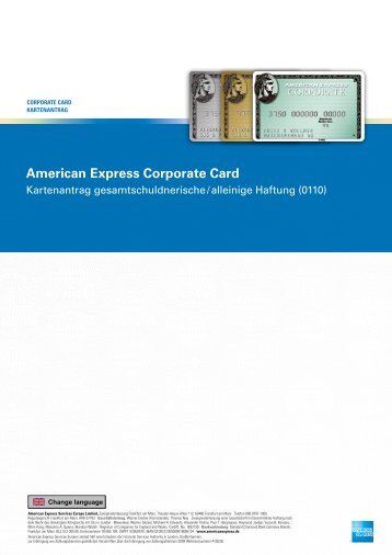 American Express Corporate Card - Kartenantrag