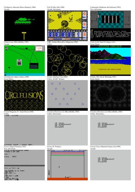 ZX SPECTRUM SOFTWARE CATALOG WITH SCREENSHOTS