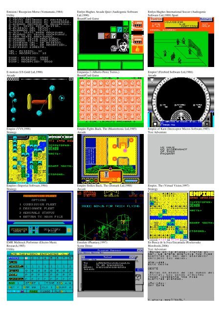 ZX SPECTRUM SOFTWARE CATALOG WITH SCREENSHOTS