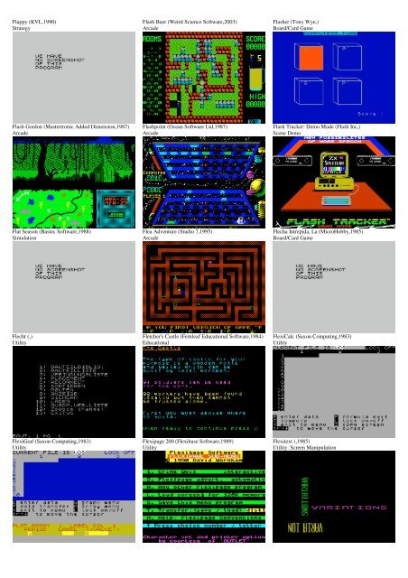 ZX SPECTRUM SOFTWARE CATALOG WITH SCREENSHOTS