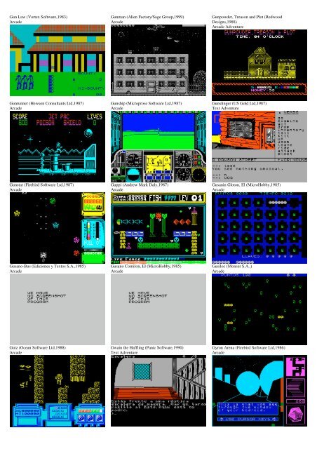 ZX SPECTRUM SOFTWARE CATALOG WITH SCREENSHOTS