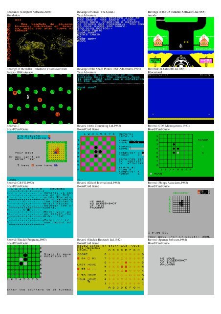 ZX SPECTRUM SOFTWARE CATALOG WITH SCREENSHOTS