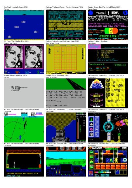 ZX SPECTRUM SOFTWARE CATALOG WITH SCREENSHOTS