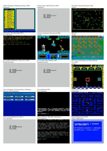 ZX SPECTRUM SOFTWARE CATALOG WITH SCREENSHOTS