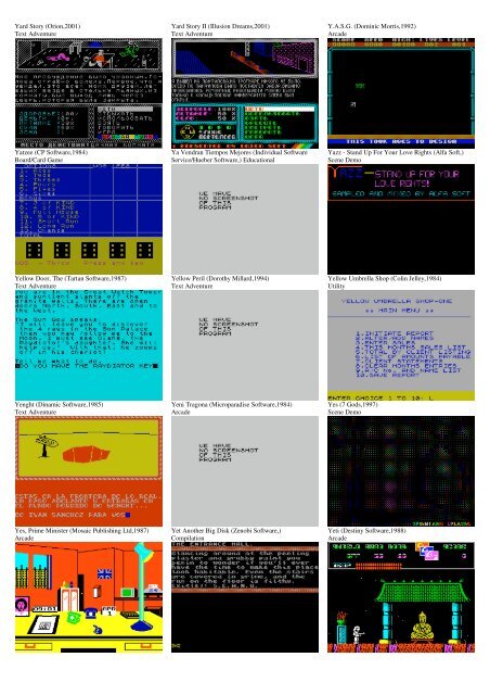 ZX SPECTRUM SOFTWARE CATALOG WITH SCREENSHOTS