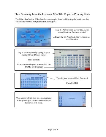 Test Scanning from the Lexmark XS658de Copier – Printing Tests