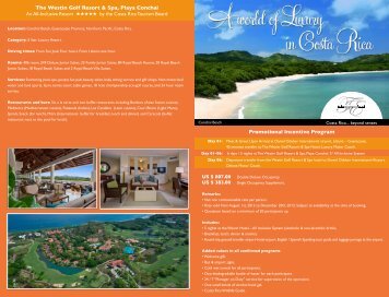 The Westin Golf Resort & Spa, Playa Conchal Promotional Incentive ...