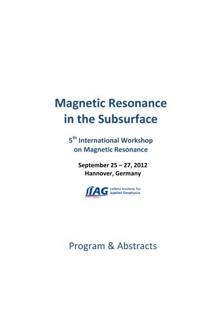 Magnetic Resonance in the Subsurface – 5th International ... - LIAG
