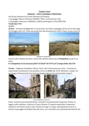 PASQUA 2010 FRANCIA – COSTA AZZURRA E ... - CamperOnLine.it