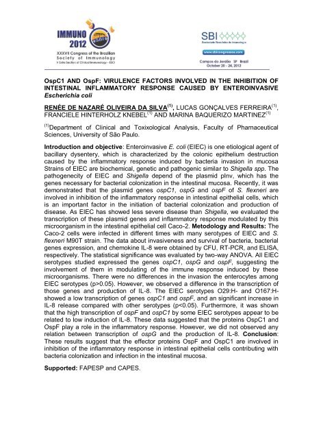 immunology of infectious and parasitic diseases - XXXVII Congress ...