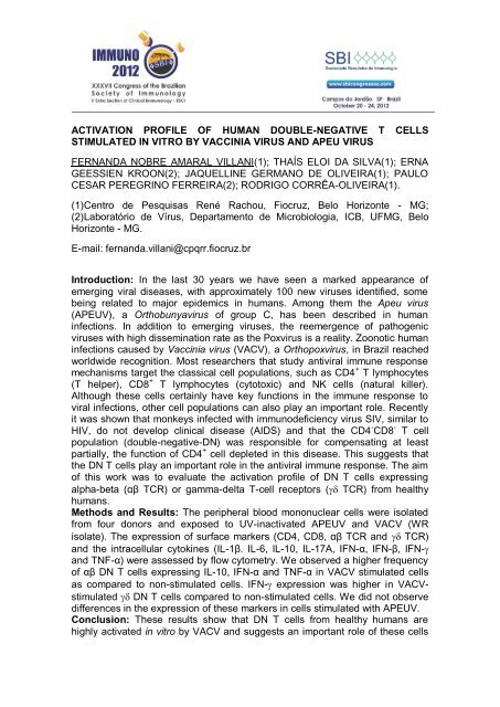 immunology of infectious and parasitic diseases - XXXVII Congress ...