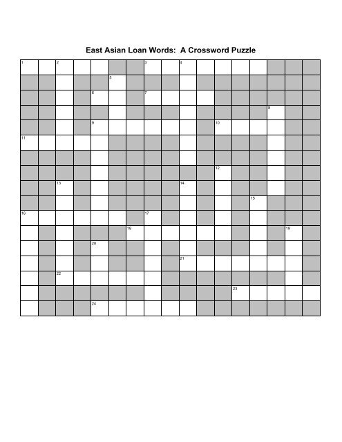 East Asian crossword puzzle
