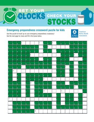Emergency preparedness crossword puzzle for kids