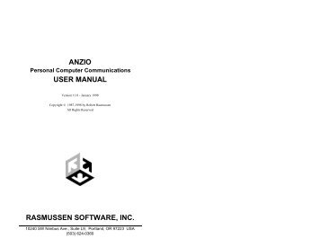 ANZIO USER MANUAL RASMUSSEN SOFTWARE, INC. - Anzio.com