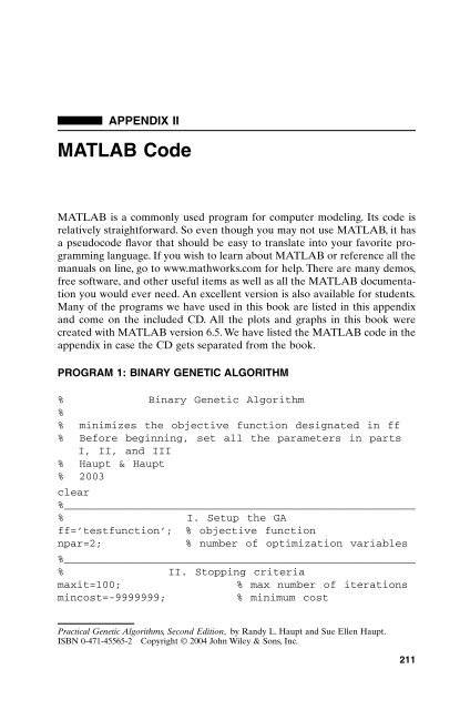 Matlab Code Matlab Code