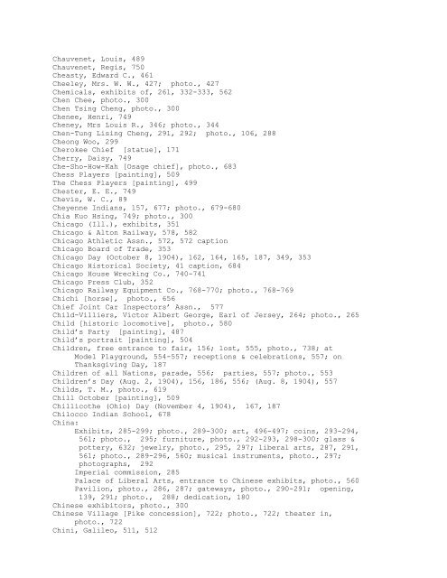 History of the Louisiana Purchase Exposition Index - St. Louis 1904 ...