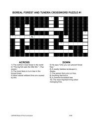BOREAL FOREST AND TUNDRA CROSSWORD PUZZLE #1 Key