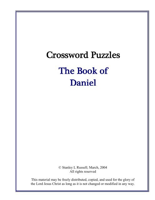 The Book of Daniel Crossword Puzzles - Stansarea.com; Entry Page