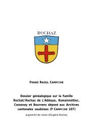 Dossier généalogique sur la famille Rochat/Rochaz - Les pages de ...