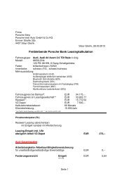 Freibleibende Porsche Bank Leasingkalkulation