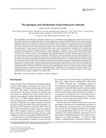 The phylogeny and classification of post-Palaeozoic echinoids