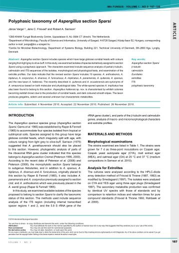 A R T IC L E Polyphasic taxonomy of Aspergillus ... - IMA Fungus