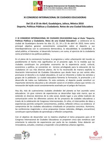 XI CONGRESO INTERNACIONAL DE CIUDADES ... - Guadalajara