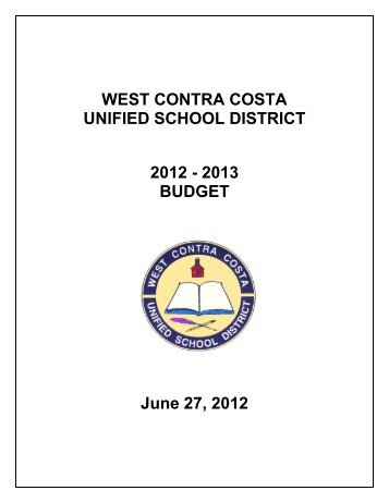 2012-2013 Budget - West Contra Costa Unified School District