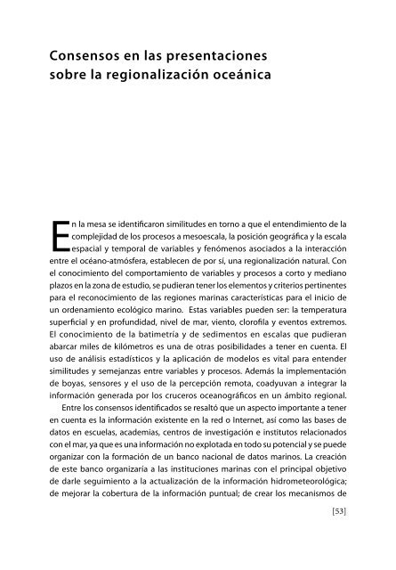 Consensos en las presentaciones sobre la regionalización oceánica