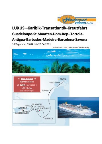 LUXUS –Karibik-Transatlantik-Kreuzfahrt - Holdenried Reisen