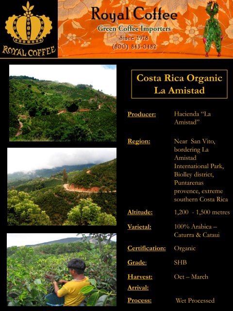 Costa Rica Organic La Amistad Producer - Royal Coffee, Inc.