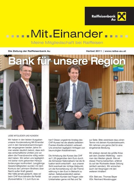 Bank für unsere Region - Raiffeisenbank Au
