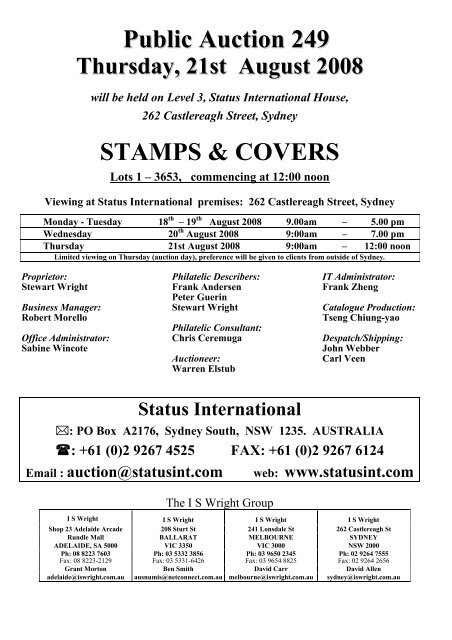 Public Auction 249 - Status International