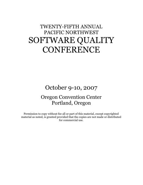 Twenty-Fifth Annual Pacific Northwest Software Quality ... - Dejan SEO