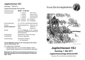 Jagdschiessen VZJ - Verein Zürcher Jagdaufseher