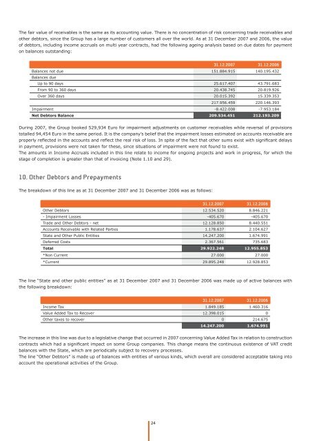 Notes to the Financial Statements - Efacec