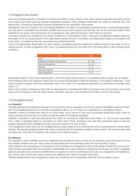 Notes to the consolidated financial statements - Efacec