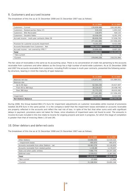 Notes to the consolidated financial statements - Efacec