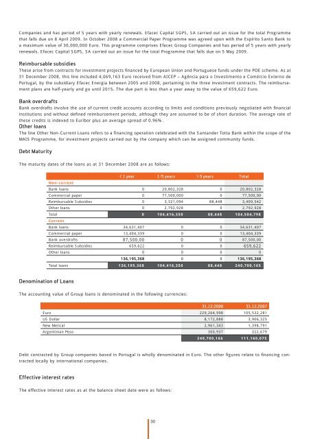 Notes to the consolidated financial statements - Efacec