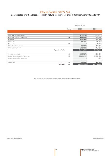 Notes to the consolidated financial statements - Efacec